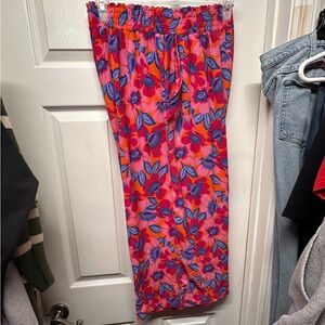 Rose & Olive Vibrant Pink and Blue Floral Pants